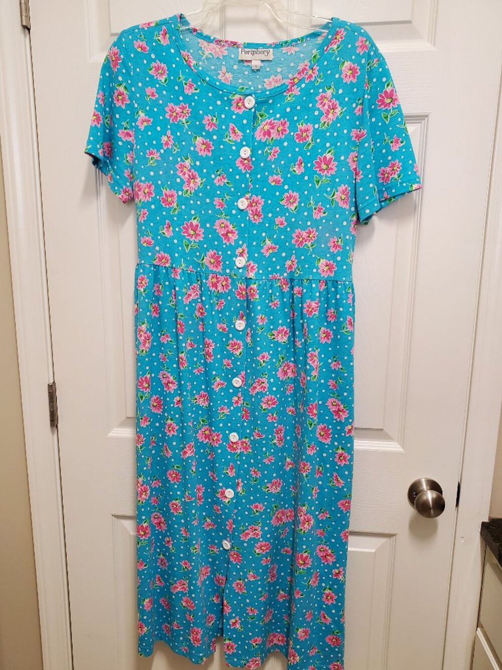 Colorfully Flowered Polka Dot Summer Dress